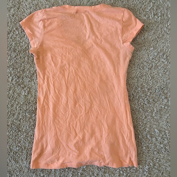 Vintage Bozzolo Women's Orange V-Neck Short Sleeve Top - Picture 2 of 4